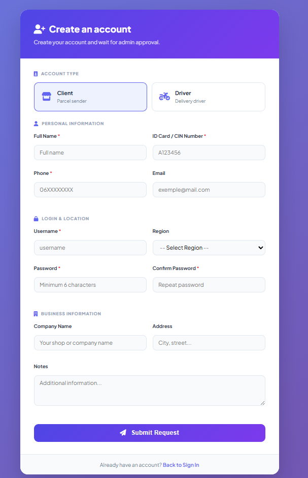 تطبيق Terminal ويب - الشاشة الأولى